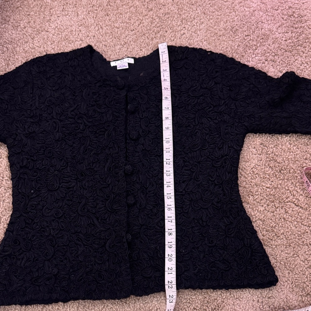 Vintage Floral Black Women's Button Up Cardigan - Picture 9 of 12